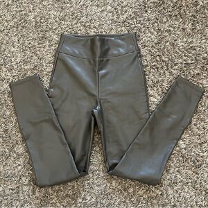 Abercrombie & Fitch Brown Faux Leather Leggings with Ankle Zipper Size XS